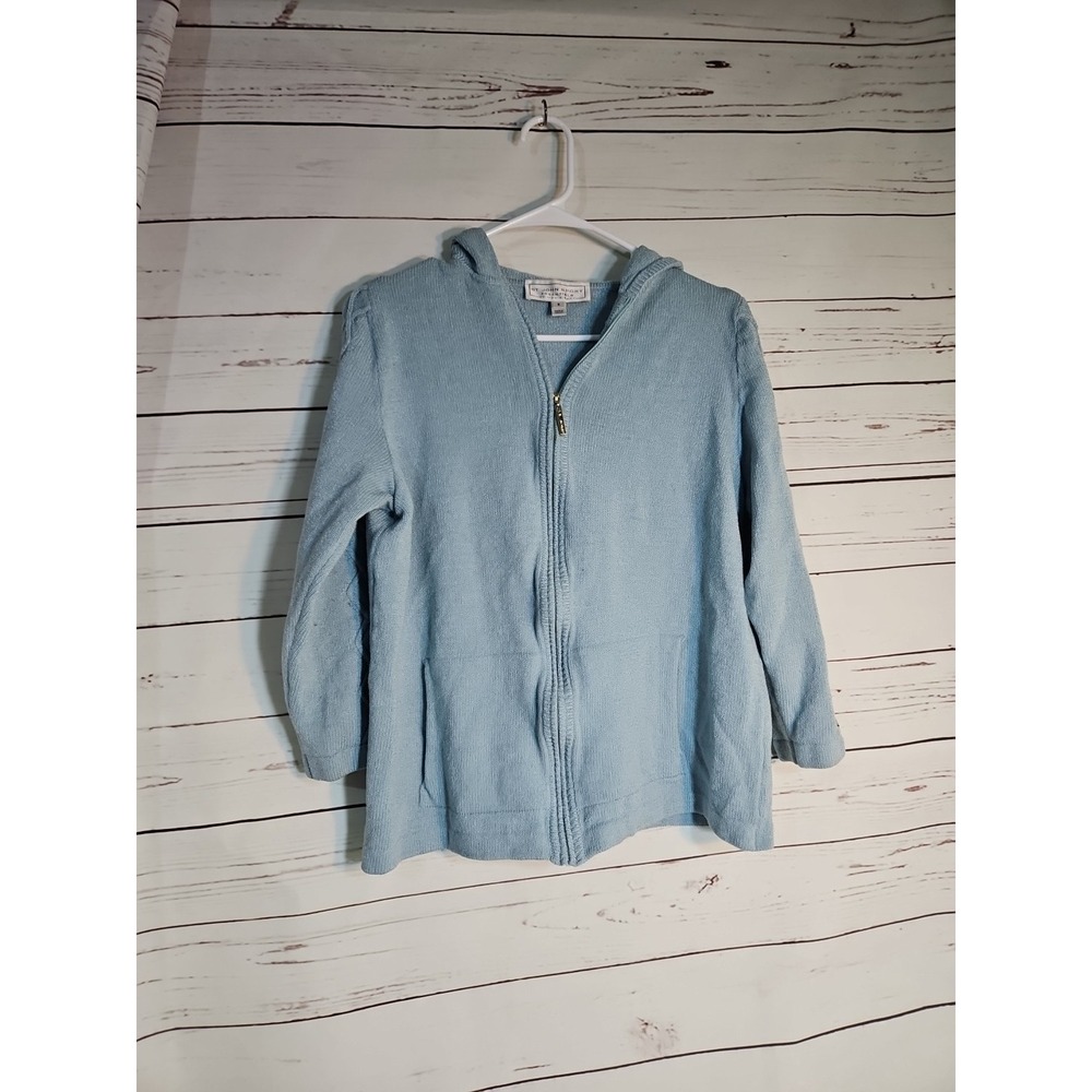 St. John 2 Piece Set Pants And Jacket Women Blue‎ Color Full Zip Wide Leg Size S